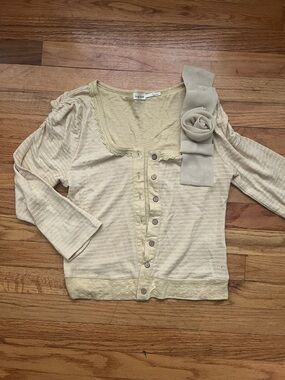 Blue Bird Light Yellow Striped Button-Front Cardigan